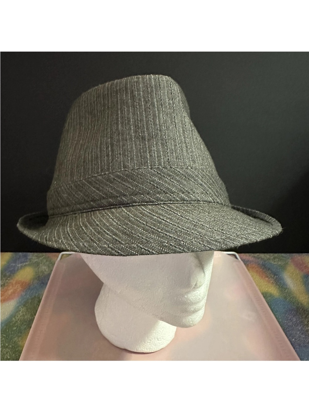 London Fog Gray Paisley-Lined Trilby Hat